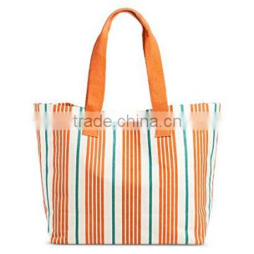 Women's Stripe Canvas Beach Tote Handbag