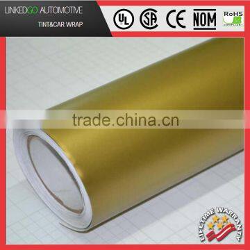 Promotional car accessory vinyl sticker Gold 1.52*30M Self-Adhesive Matte Vinyl Wrap