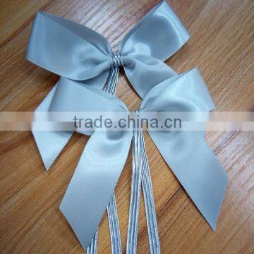 wholesale silver ribbon bow silver elastic loop