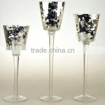 silver plating glass candle holder