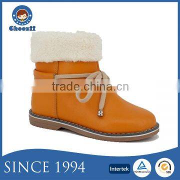 Camel color new style side zipper cheap fur kids boots wholesale