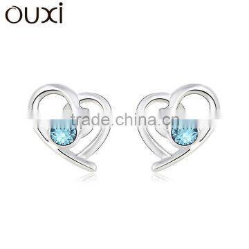 OUXI fashion design top quality couple love heart beautiful earring designs for women 20598