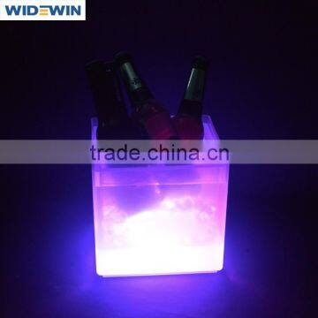 Competitive plastic flash illuminated LED Ice Cube Bucket/LED Cube Box Acrylic led ice bucket