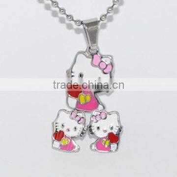 stainless steel hello kitty jewelry set 2015(BJS1251)