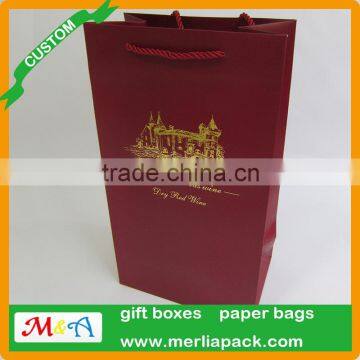 2 WINE BOTTLE TOTE GIFT BAG CHRISTMAS PAPER HANDLE CARD HOLIDAY BAGS