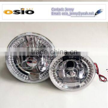 7 Inch Round BMC CRYSTAL GLASS LED HALO RING Auto Halogen Semi Sealed Beam Auto Halogen Lamp H6014 H6024 H6012