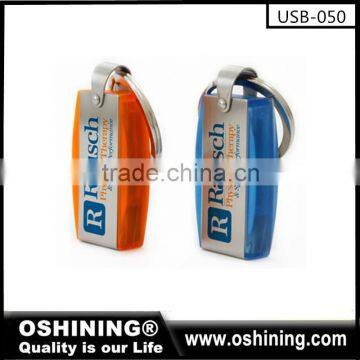 Wholesale Custom OEM Plastic push&pull stock usb 2.0 stick with keychain(USB-050)