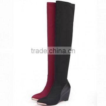 Hot Selling Wedge High Heel Over the Knee Boots Women Wedge High Boots Leather Knee Boots Ladies Wedge Over Knee Boots CP6696