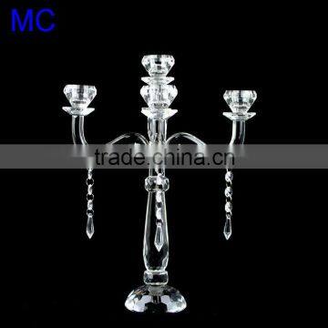 3 branch crystal candle holder