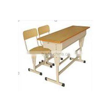 Two seaters metal school desk and chair for students