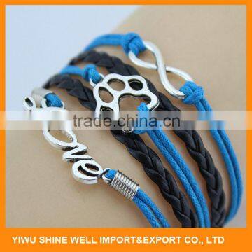 Modern style super quality braided black leather bracelet for sale