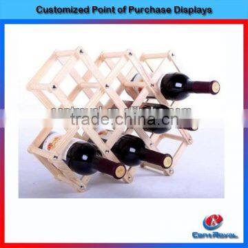 2015 Hot sale folding wooden wine counter display stand