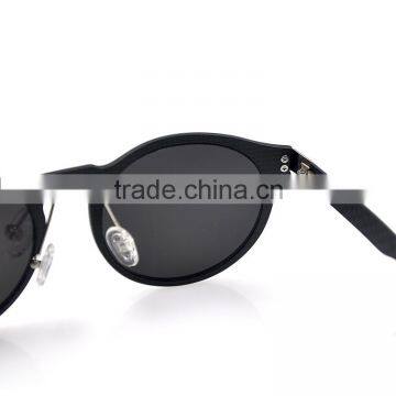 Retro Round Wood and Carbon Fiber Double Materials Sunglasses