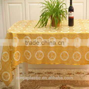 Gold polyester lace table cloth, PVC lace table cloth printed Gold lace