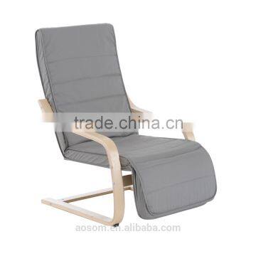 HomCom 39" Light Gray Reclining Bentwood Deck Chair