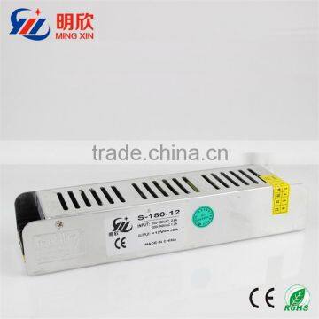 LED power supply for advertising lamp/180W slim case led switching power supply 12v 15a IP20/12v led driver