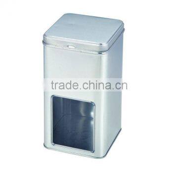 2014 hot tin tea box with window metal caddy