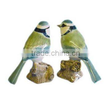 Hand Painted Ceramic Blue Tit on Stone for Garden Decoration