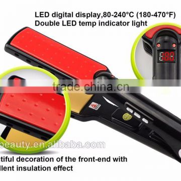 JBG hot selling double led temp indicator light red hair straightening brush