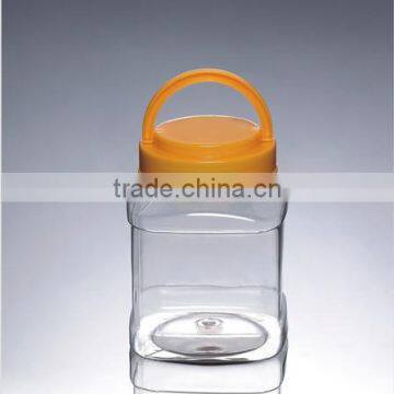 Wholesale Handle Lid PET Plastic Square Bottle For Candy