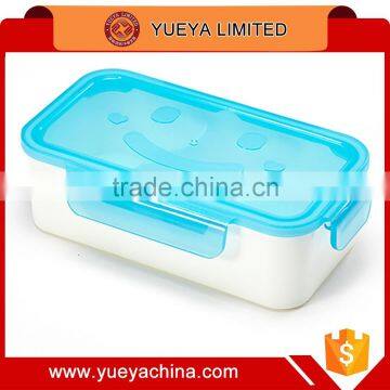 rectangle smily face designed lunch box/eco fresh box with lock-blue