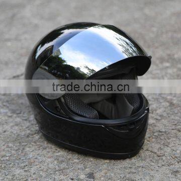 Adult Mirror Shield Gloss Black Full Face Motorcycle Street Helmet DOT Moto Bike photo-2