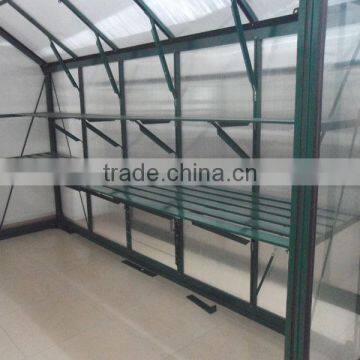 New-style and Widely Used Deluxe Tempered Glass Greenhouse With Green Aluminium Frame