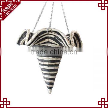 with handle & plastic liner decoration indoor hanging planters