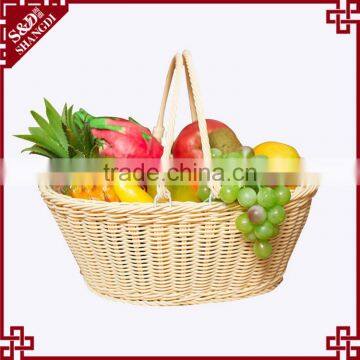 Food grade PE wicker hand basket outdoor picnic basket fruit basket wholesale