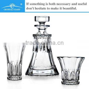 cheap clear antique high quality round glass etched art single glass wine decanter