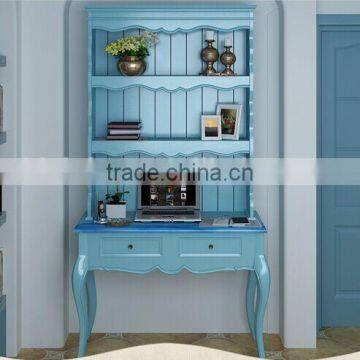 Mediterranean Style Study Desk, Sailing Boat Handpainting Student Desk, Solid Wood Desk With Bookcase (BF01-X1152) photo-3