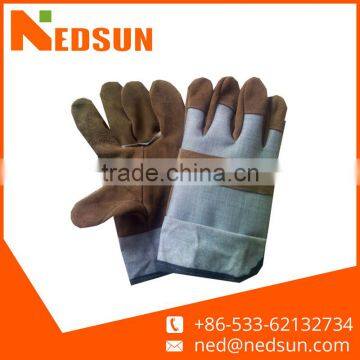 Working cow split leather women garden gloves