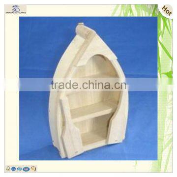 Unfinished Color Bottle Pattern Carved Wood Boat Miniature photo-3