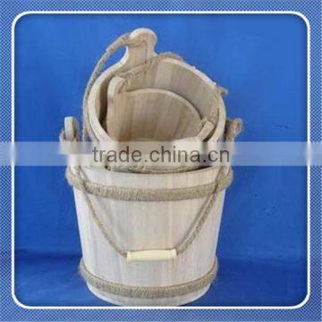 Natural small round wooden craft bucket for kids