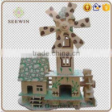 DIY puzzle small wood house as toys