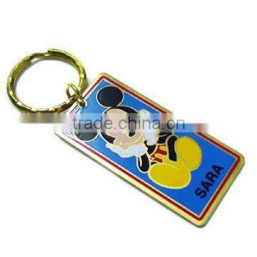 Square shape of zinc alloy keychain with aluminum printing