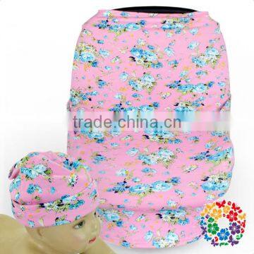 Stretch Flower Baby Car Seat Cover Pink Car Seat Covers Baby Hat Set Toddler Car Seat Cover photo-5