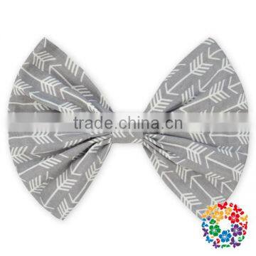 Fashion Hot Sale Blue White Stripe Seersucker Hair Bows 5" Boutique Hair Bows photo-6