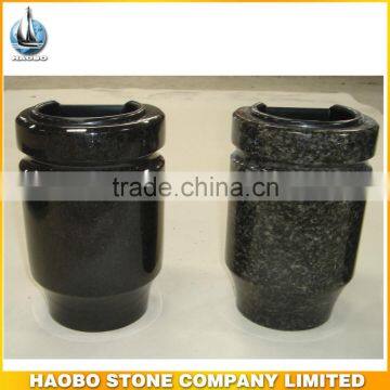 Haobo Super Quality Polished Black Granite Cemetery Tombstone Vase