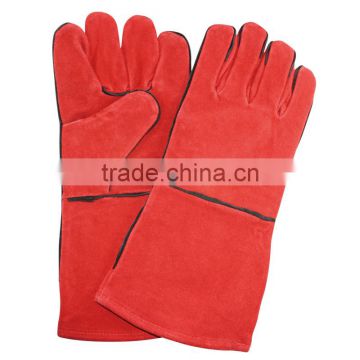 NMSAFETY AB grade 35cm length red welding leather gloves long