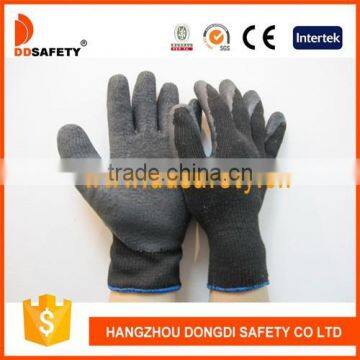 DDSAFETY 10 Gauge Black T/C Acrylic Linner Black Latex Coating Safety Gloves