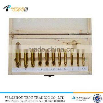 Tin Coated Pack In Wooden Box DIN333A 12pcs HSS Center Drill Bit Set