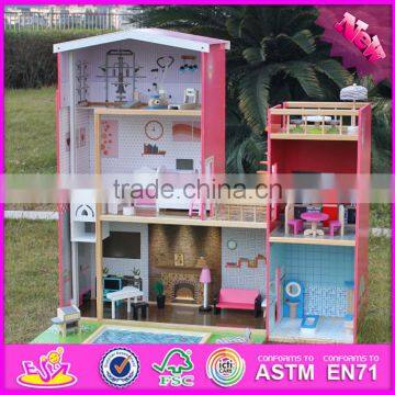 2016 New Design Full Size Children Pretend Play Wooden Uptown Dollhouse With Furniture W06A152 photo-3