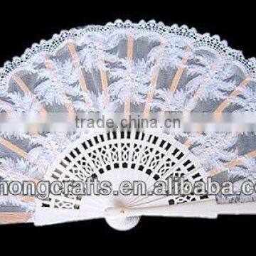 Silk White Wedding Wooden Fan