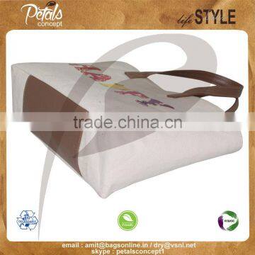 12 OZ Natural Canvas Tote Bag With Lining & With PU Handle & With Magnet Button Closure With Inside Zip Pocket photo-4