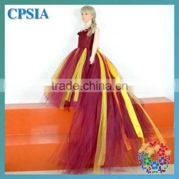 Fancy Formal Scarlet Color Tulle Dresses For Baby Girls Wedding Dress Birthday Tutu Dress For Baby Girl With Crochet Top photo-3