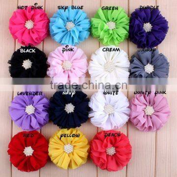 Hot Cutting Chiffon Flower With Pearl Bead Center for Kids Hair Accessories photo-4