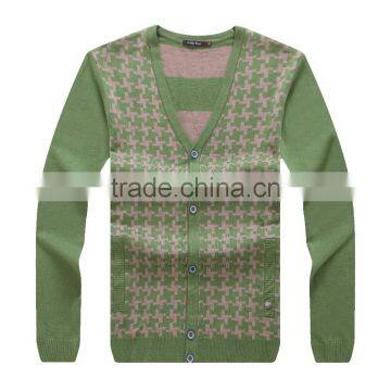 mens heavy winter design v neck wool cardigan knit sweater