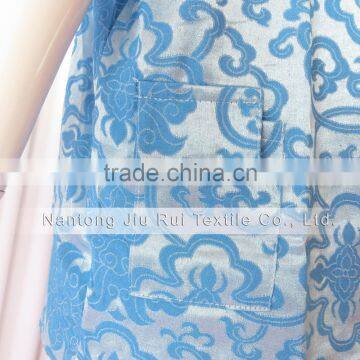 Bule/Rich Floral Pattern Sweat Steaming Clothes V-Neck Jacquard Family Pajama Set Short Sleeve Women/Men Pajamas photo-5