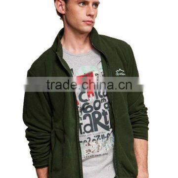 men zipper-up polar polyester hoodie with logo embroidery, customized wholesale man's hoodie